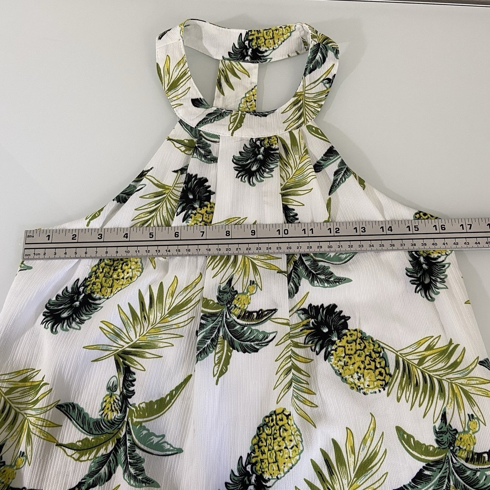 Loveriche Women's Tropical Pineapple Print‎ Halter Dress Size S Pockets NEW Flaw - Picture 4 of 9